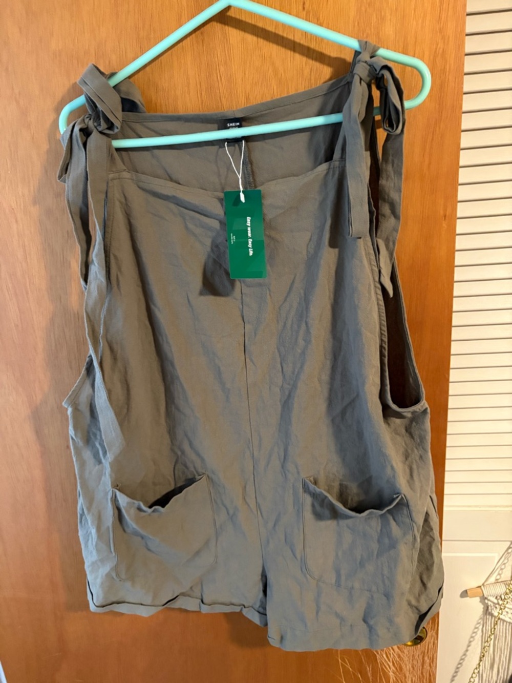 SHEIN Olive Green Tie-Strap Romper
